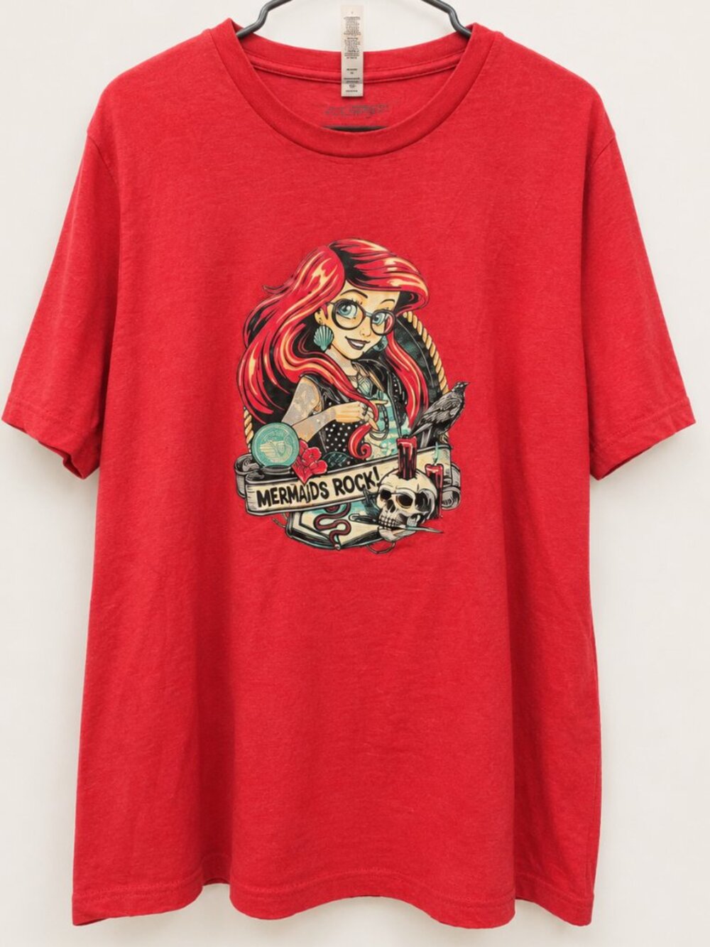 Gothic Little Mermaid Red T-Shirt Size L
